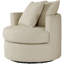 Fauteuil d'appoint pivotant rembourré de couleur chameau, avec ressorts ensachés et accoudoirs hauts pour un revêtement relaxant, avec rembourrage en mousse