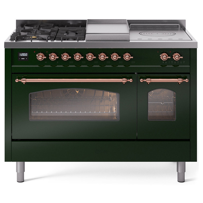 ILVE Nostalgie II 48 Dual Fuel Range, Emerald Green/Copper, Natural Gas