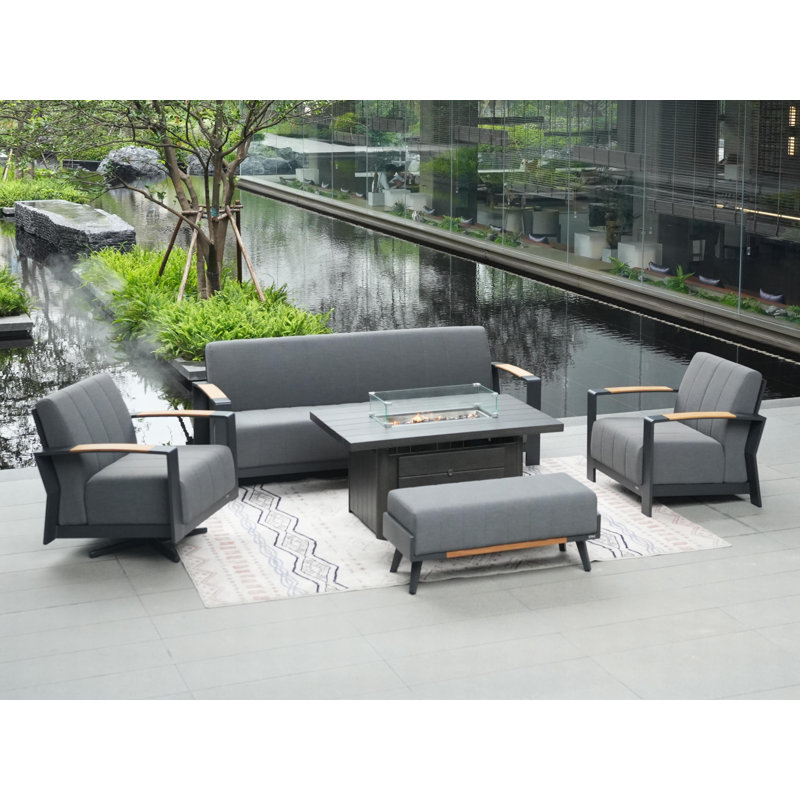 7 - Person Patio Conversation Set with Cushions, Gray
