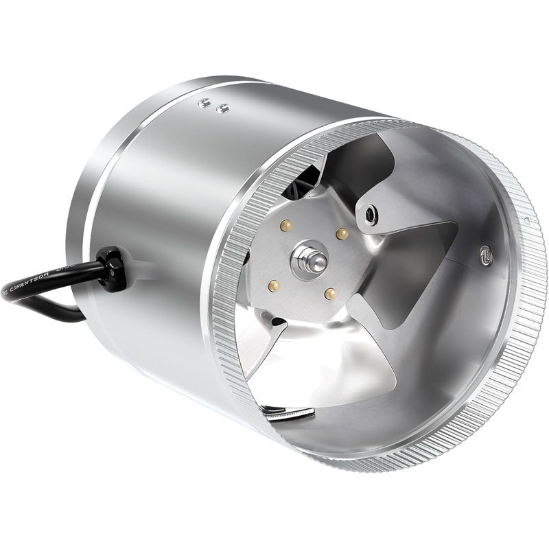 Ventilateur de ventilation à conduit de 8 pouces 420 pi³ / min iPower pour les sous-sols, les salles de bain, offrant des systèmes de CVC de ventilation améliorée, à faible bruit, argent