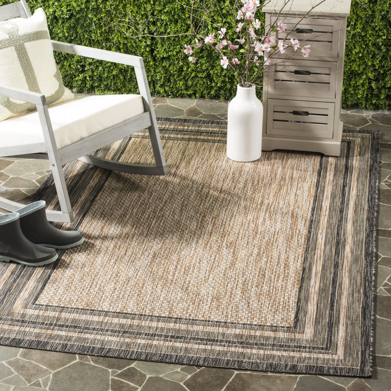 Augustinus Natural/Black Indoor/Outdoor Rug, Rectangle 122 x 170 cm