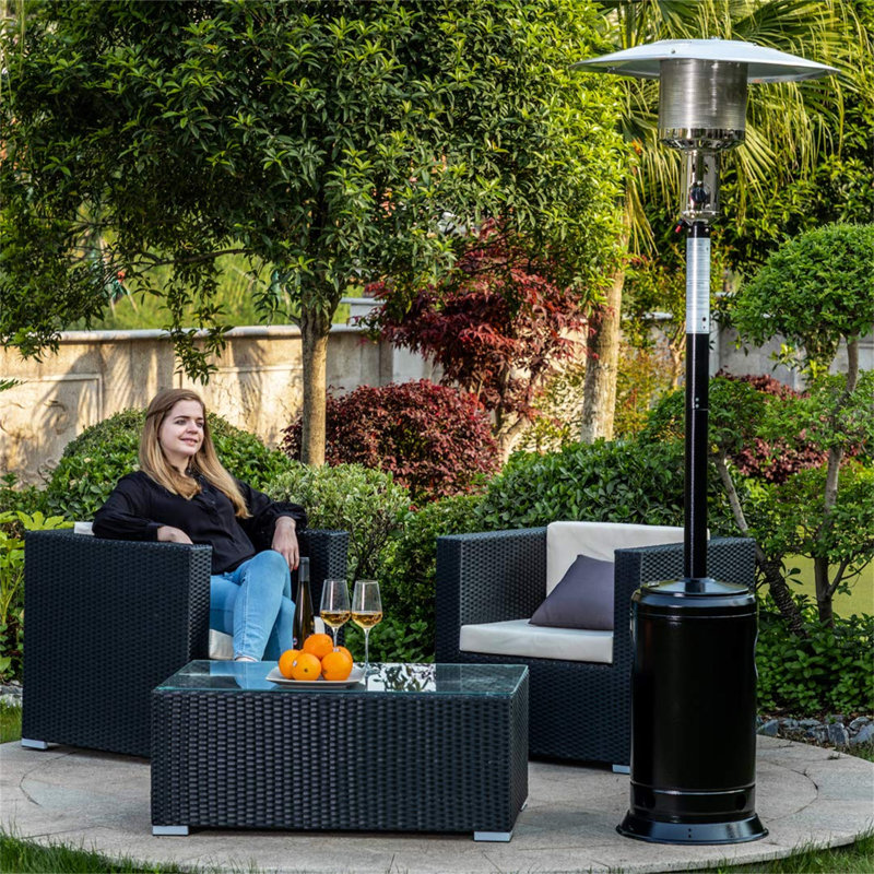 Chauffe-terrasse d'extérieur au propane avec roues portatives 47, Noir
