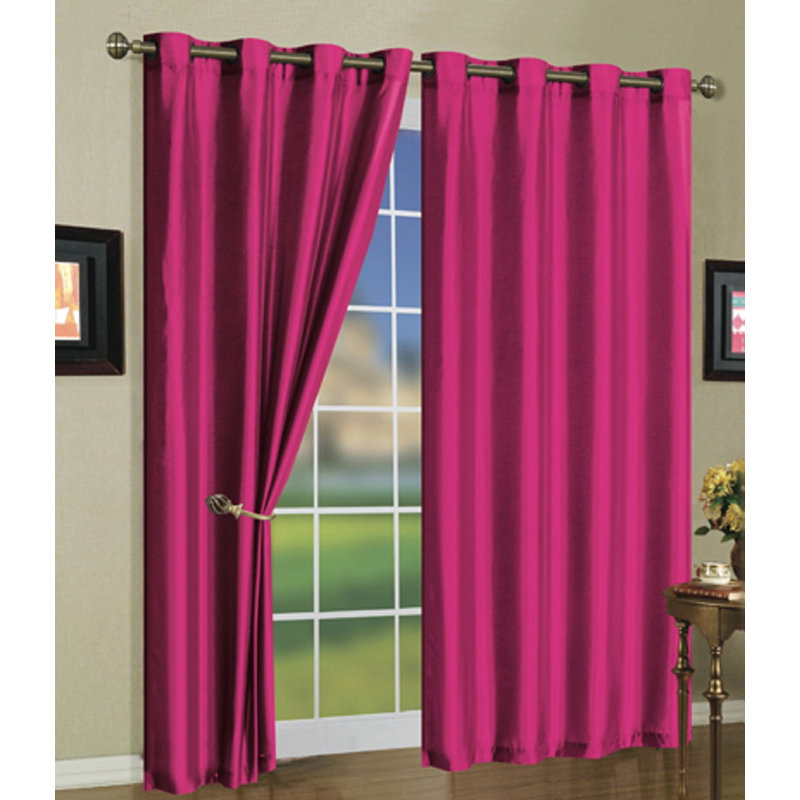 Ensemble de rideaux semi-transparents avec œillets Mira, Rose vif