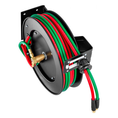 Retractable Welding Hose Reel 1/4 in x 50FT Oxygen Acetylene Rubber Hose T Grade