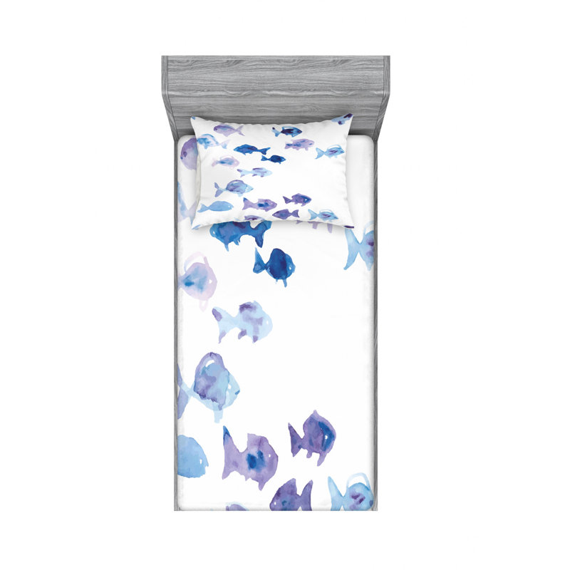 Microfiber Sheet Set, Twin XL Sheet Set with Fitted Sheet, Sealife Sea Shells