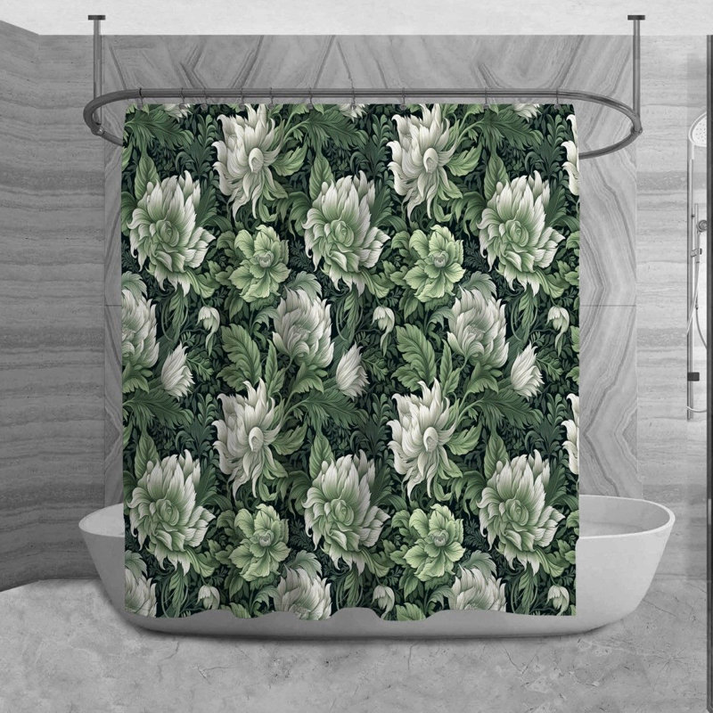 Rideau de douche à motif floral moziah, H 93 po x l 70 po