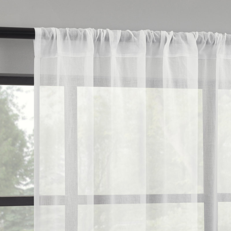 Indigo Road by Egypt Sherrod Nahla 100% Cotton Sheer Rod Pocket Curtain Panel, 50" W x 63" L, White