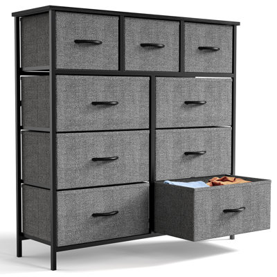 Commode pour chambre avec 9 tiroirs en tissu