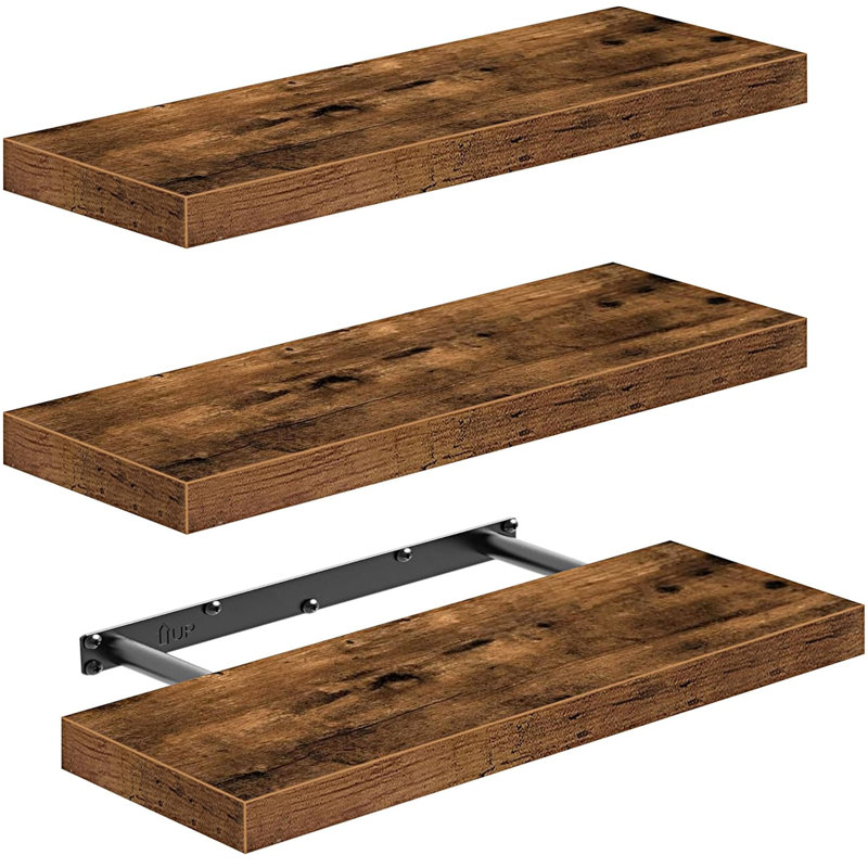 Floating Shelves, 3 Pcs, Rustic Brown