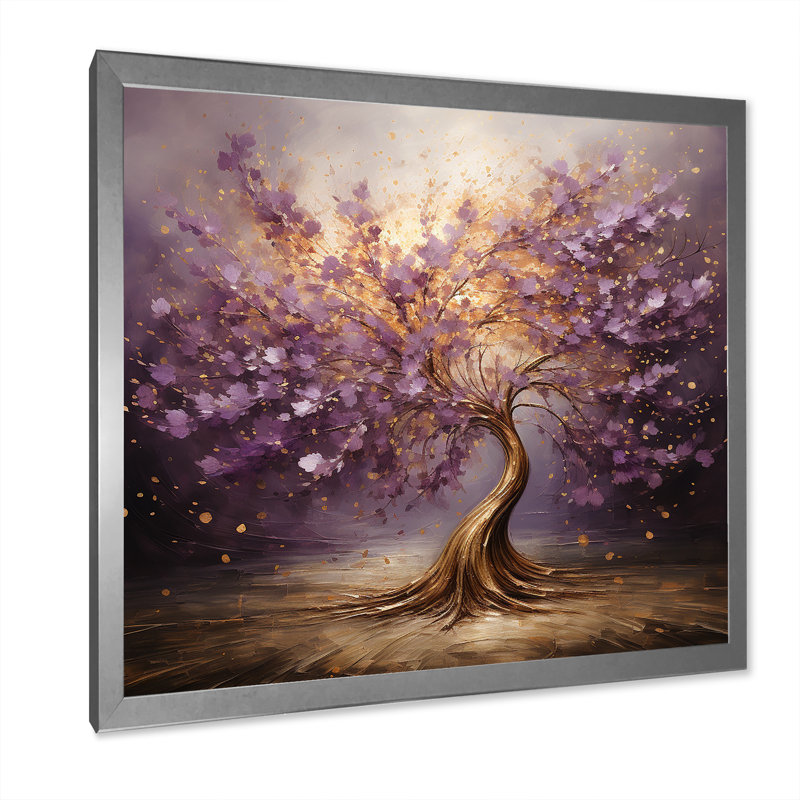 «Mauve Magictree Essence», art mural arbre, Argent, H 30 po x l 30 po