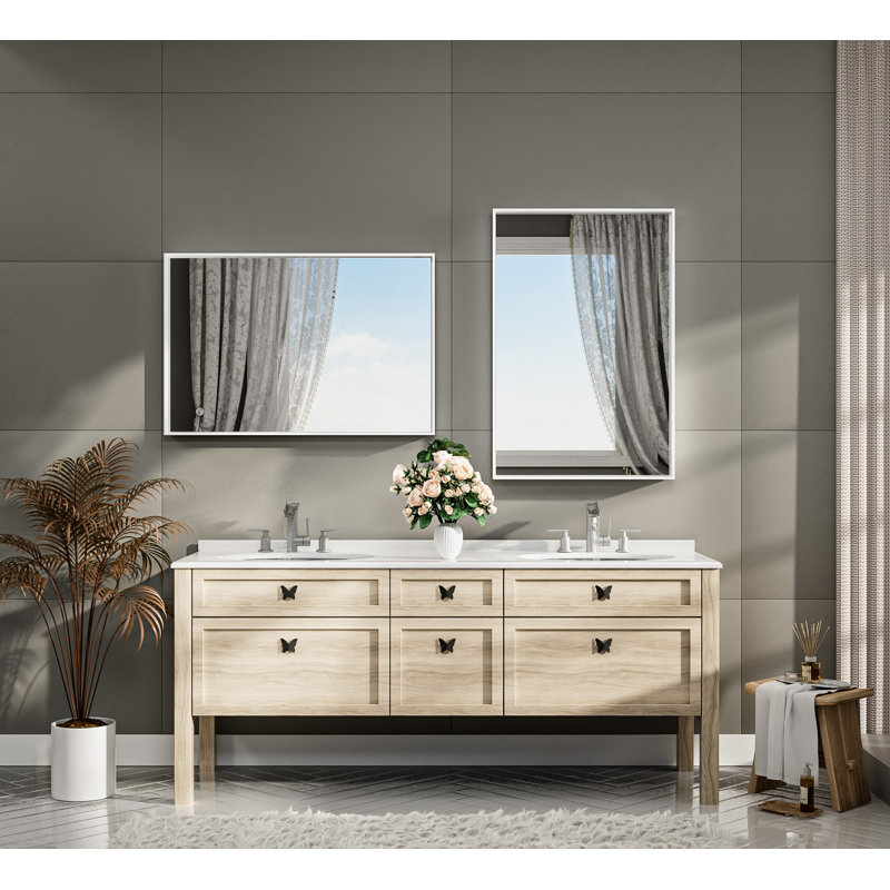 Stemn Framed Bathroom Vanity Mirror Accent Mirror, White, 36" x 24"
