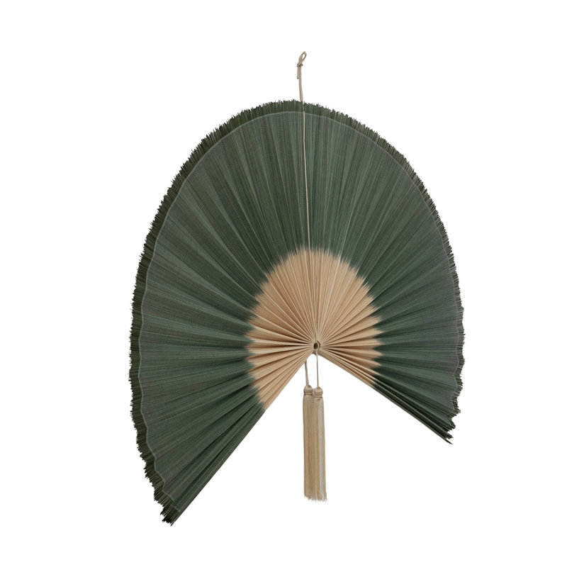 Bamboo Fan Wall Art with Textured Polyester Accent