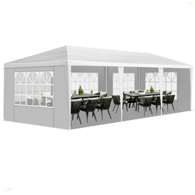 Tente de mariage 10 * 30FT avec 5 parois latérales amovibles, utilisation extérieure pour la fête, le mariage, le marché