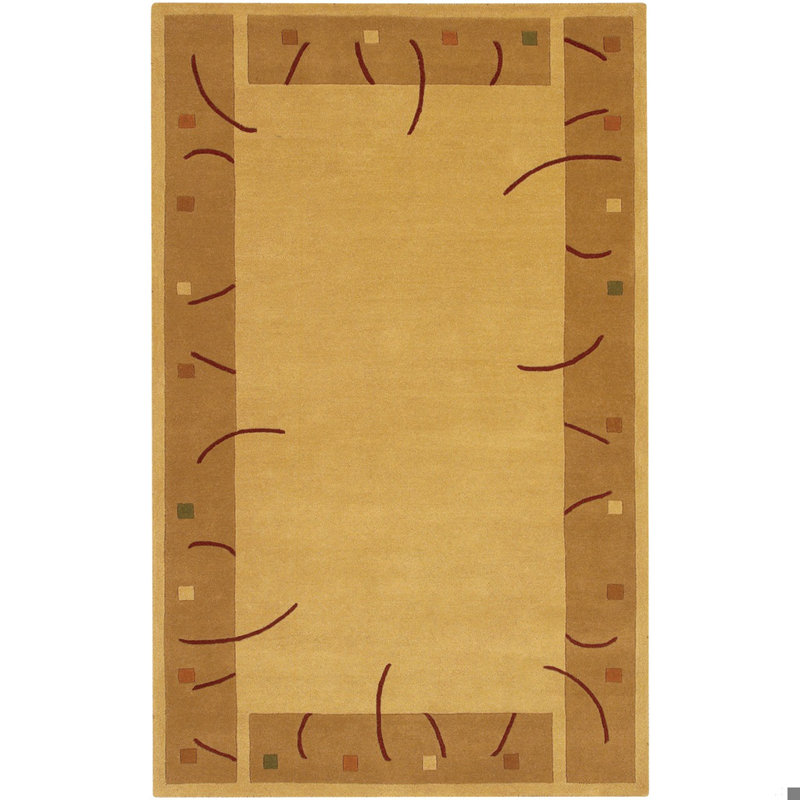 Ashlynn Authentic Hand-Tufted Handmade Golden Yellow & Camel Modern Minimalist Abstract Border Wool Area Rug