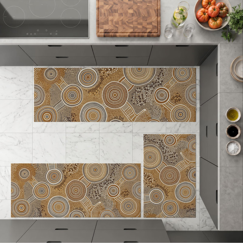 Tapis de cuisine lavables circulaires antidérapants