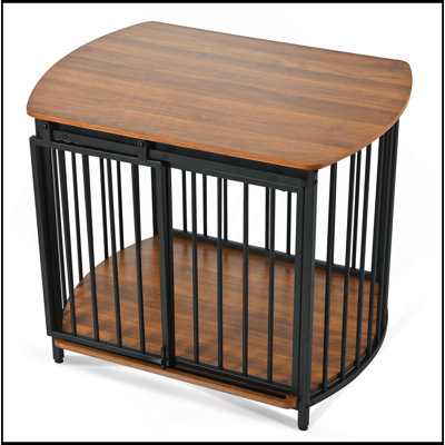 31.5" Furniture Style Dog Crate For Small And Medium Dogs, Wooden Cage Indoor Kennel Furniture, Modern Dog Crate End Table With Double-Doors