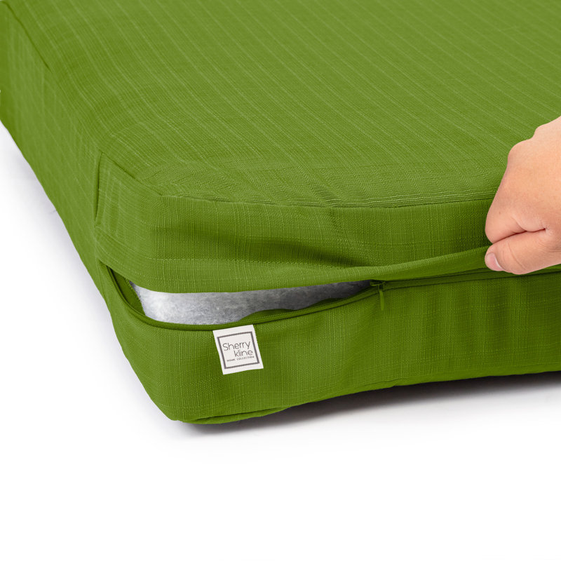 Seat Cushion With Zipper Closure And Separated Back Cushion, With White Polyester Padded Fill., Kiwi