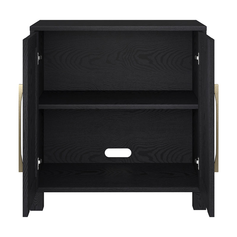 2-Door Accent Cabinet with Adjustable Shelf, Black Grain