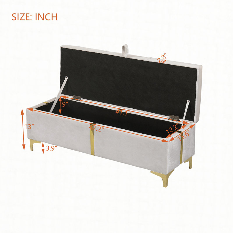 Zeger Upholstered Storage Bench, Beige
