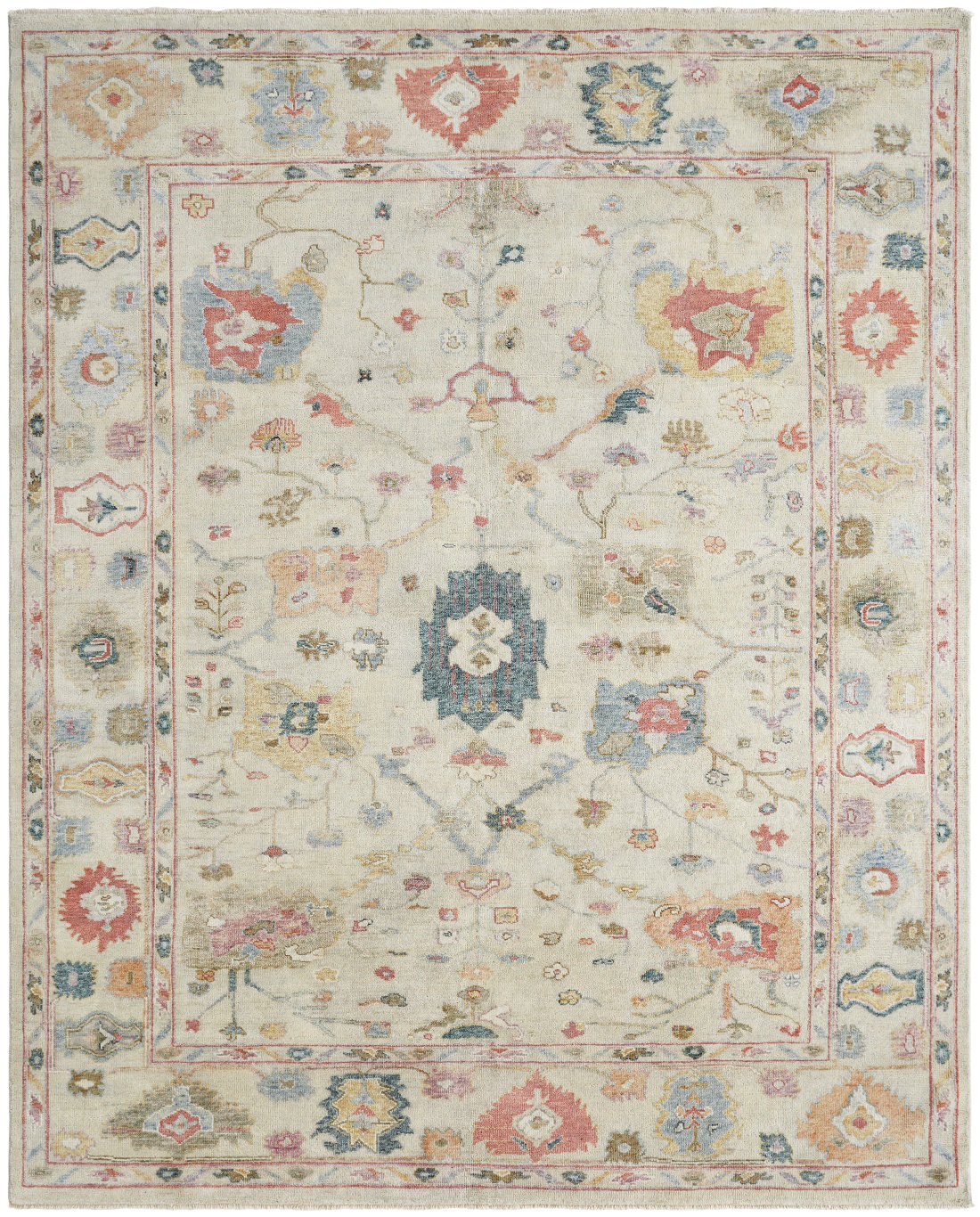 Bungalow Rose Masten Mist Bloom Wool Hand Knotted Area Rug | Wayfair