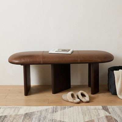  Banc rembourré en bois véritable et bois massif de 48 pouces