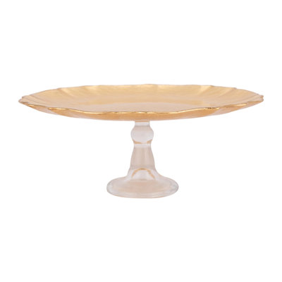 Présentoir à gâteaux baroque en verre doré