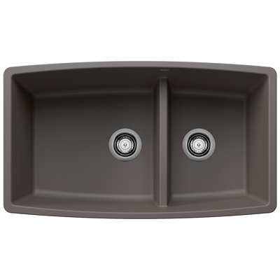 Performa SILGRANIT 33" 60/40 Double Bowl Undermount Kitchen Sink with Low Divide