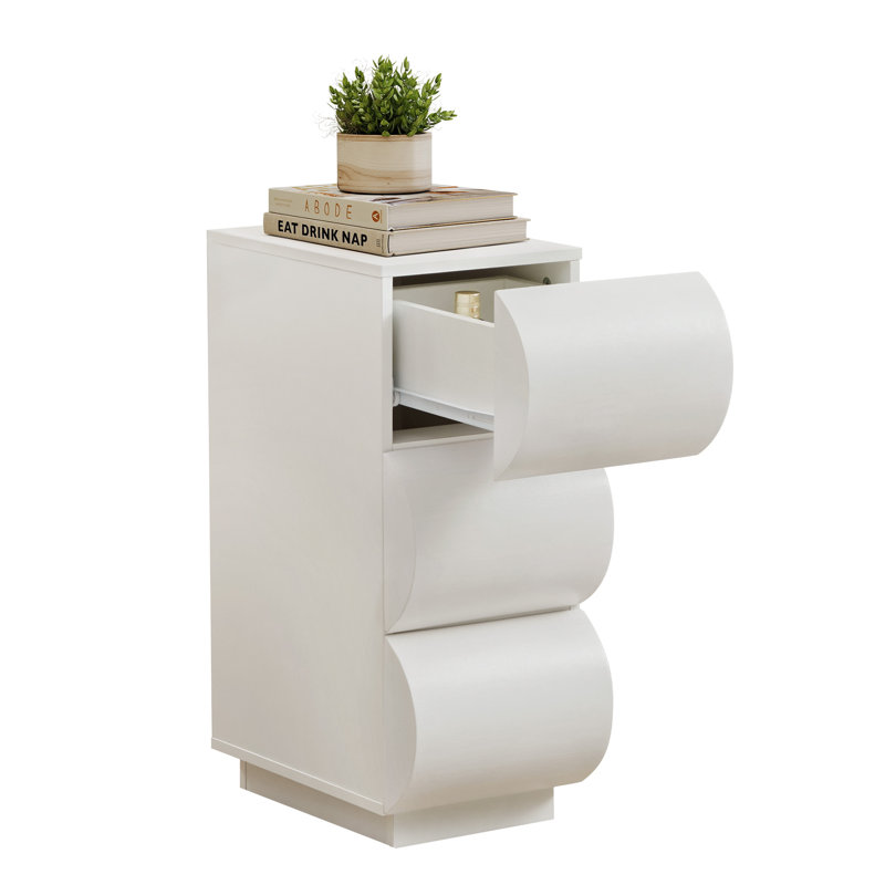Table de bout avec 3 tiroirs, White