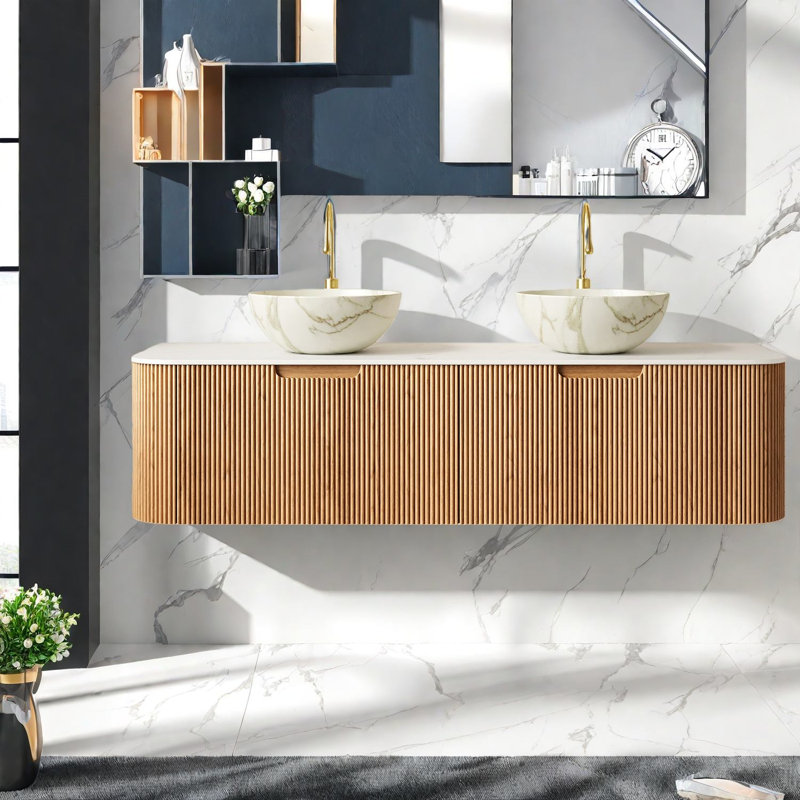 Meuble-lavabo avec rangement, lavabos en céramique, moderne et peu encombrant