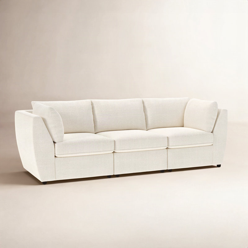 Canapé modulaire rembourré 3 pièces Caldwell, Perle Davis