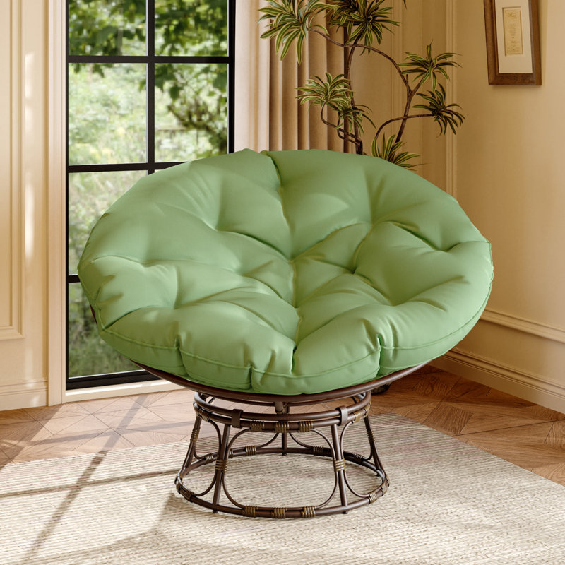Papasan Patio Chair with Cushions, Green, 49"W x 36"H x 12"D