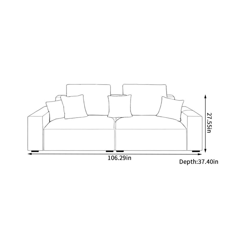 Canapé de salon moderne et confortable, 4, H 27,55 po x l 106,29 po x P 37,4 po