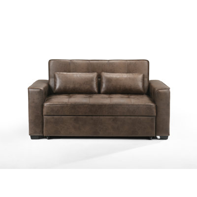 Kridia 77'' Faux Leather Reclining Sleeper Sofa