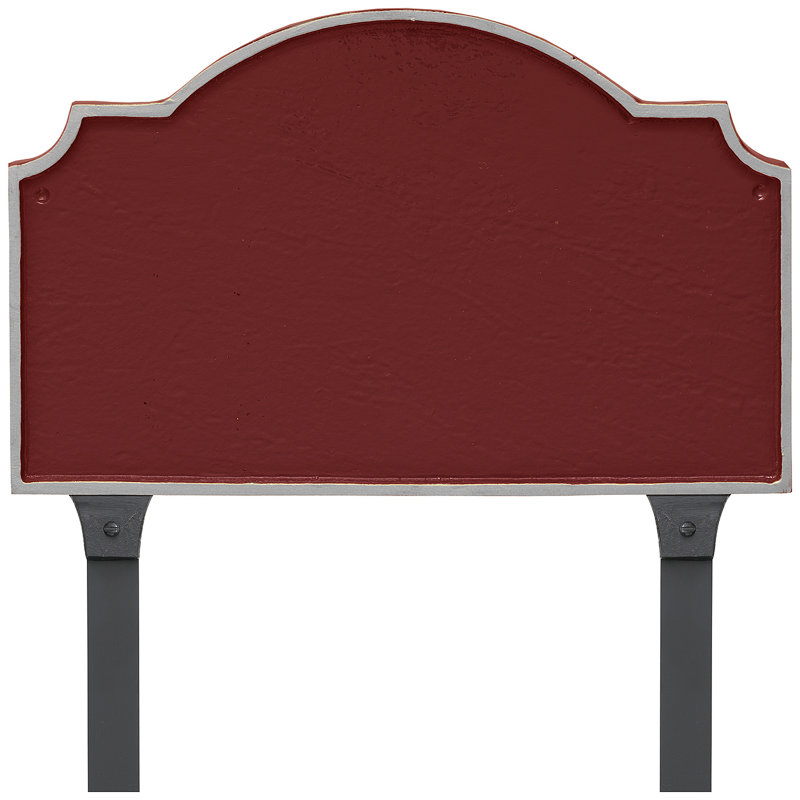 Plaque d'adresse sur une ligne avec piquets Vanderbilt, Rouge brique / Argent, Oui