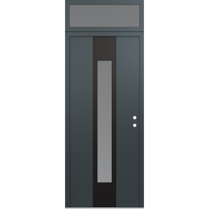 Porte d'entrée avant à panneau en acier noir Diamond, Argent, Givré