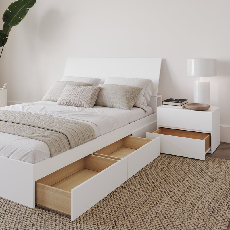 Ensemble de chambre à coucher avec rangement réversible 2 pièces Porter, Double, Blanc