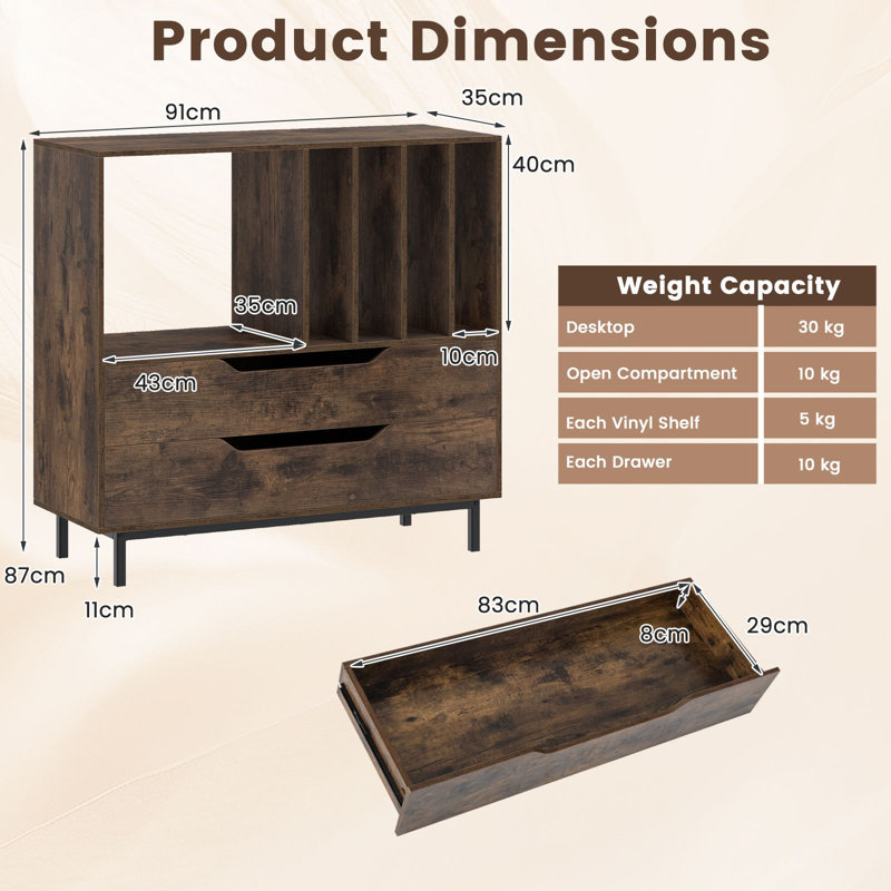 87 cm H Media Shelves, Brown