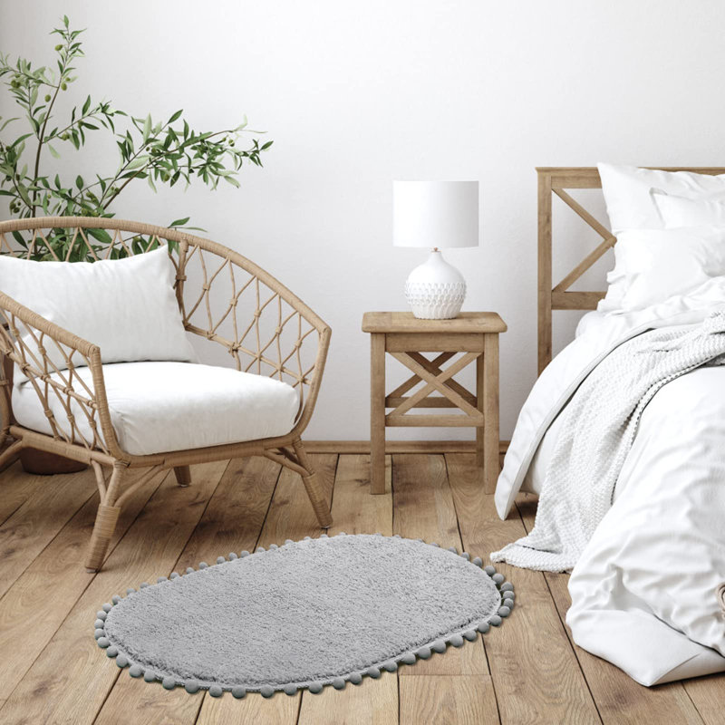Tapis ovale avec tapis de bain Yyddeo, Simple - L 30 po x l 20 po, Gris clair