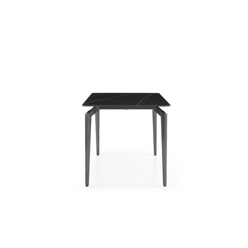 Bunde Stone Top Metal Base Dining Table, Black