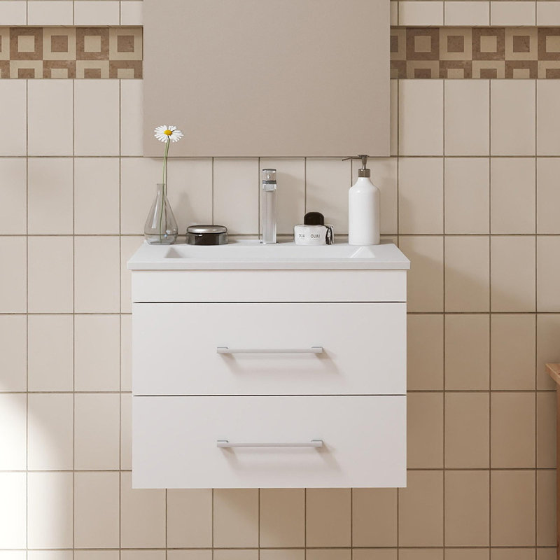 Meuble-lavabo mural blanc brillant 24 po, 24"