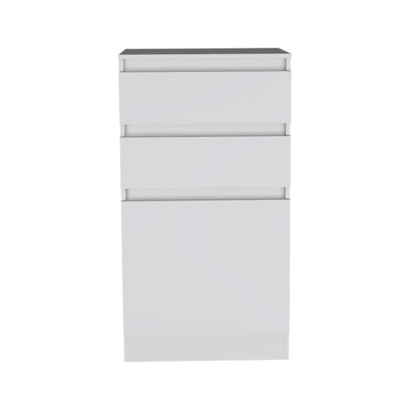 Commode 2 tiroirs Delcho, Blanc