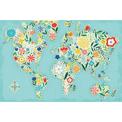 Floral World Blue by Michael Mullan - No Frame Print on Canvas