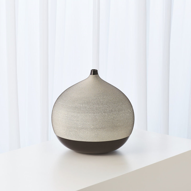 Pixelated Ball Vase, Black/Brown, 14"H x 15"W x 15"D