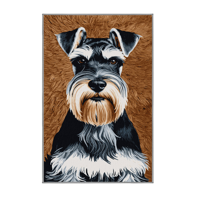 Washable Standard Schnauzer Dogs Area Rug, Rectangle 3' x 5'