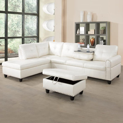 3-piece Synthetic Leather Sectional Sofa