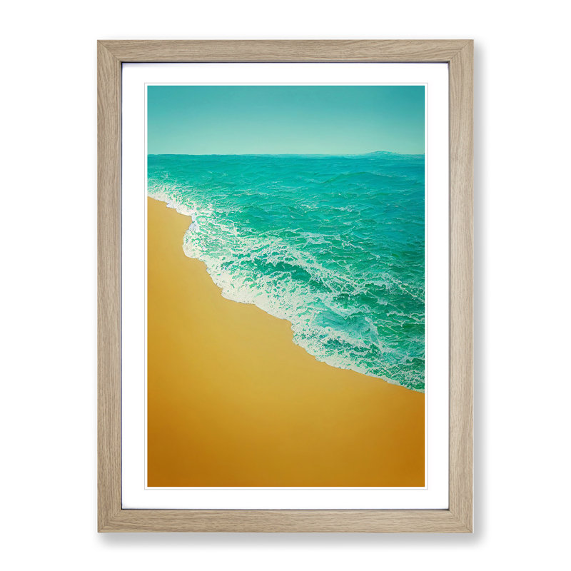 XV1022-2764X Modern Beach - Single Picture Frame Print, 34cm H x 25cm W x 2cm D, Oak