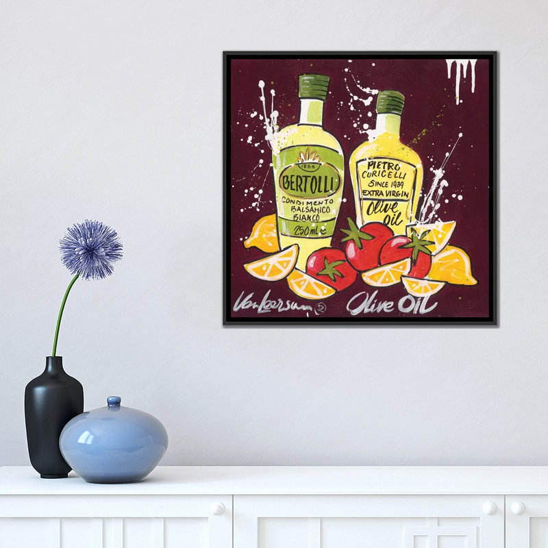 «Olive Oil», impression sur toile, Toile encadrée noire, Pas de tapis, H 18 po x l 18 po x P 1,5 po