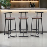 Bar Stool Set of 3 Counter Height Barstools with Back Armless Dining Chairs for Kitchen Island
