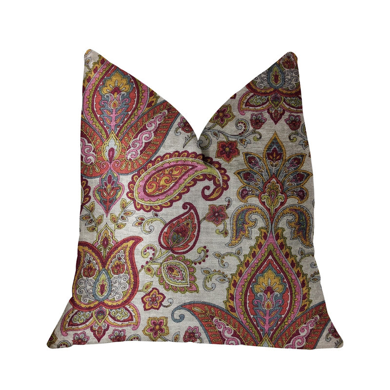 Coussin de luxe Tulip Safari, 26 po x 26 po, Rouge / Crème, Oreiller européen
