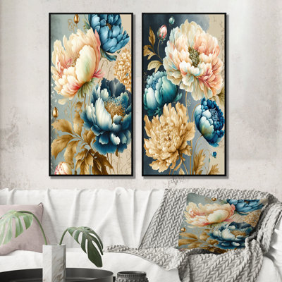 «Vibrant Multi-Color Floral Bunch», 2 pièces sur toile